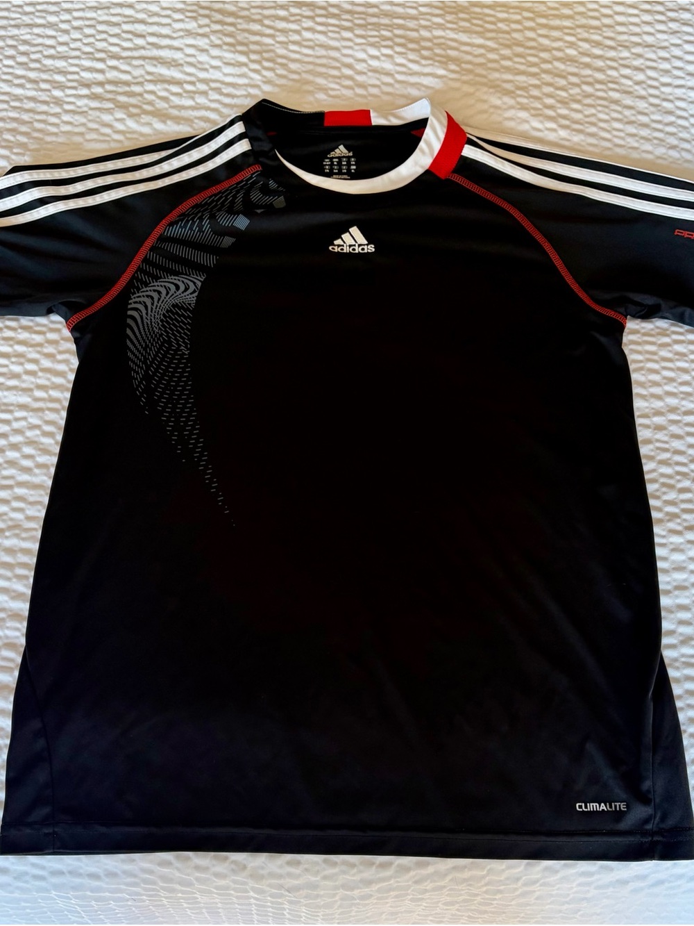 Adidas kids Black Climalite Performance Shirt with Red Accents